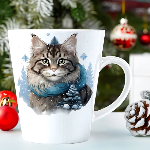 ŚWIĄTECZNY KUBEK LATTE 330ml PREZENT ŚWIĘTA ZIMOWY RENIFER JELEŃ MIKOŁAJ