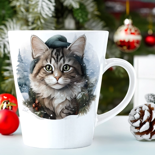 ŚWIĄTECZNY KUBEK LATTE 330ml PREZENT ŚWIĘTA ZIMOWY RENIFER JELEŃ MIKOŁAJ