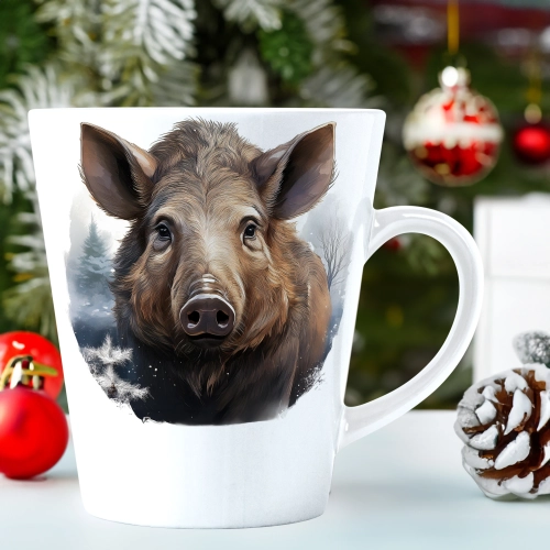 ŚWIĄTECZNY KUBEK LATTE 330ml PREZENT ŚWIĘTA ZIMOWY RENIFER JELEŃ MIKOŁAJ