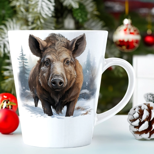 ŚWIĄTECZNY KUBEK LATTE 330ml PREZENT ŚWIĘTA ZIMOWY RENIFER JELEŃ MIKOŁAJ