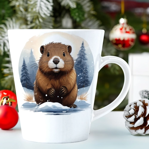 ŚWIĄTECZNY KUBEK LATTE 330ml PREZENT ŚWIĘTA ZIMOWY RENIFER JELEŃ MIKOŁAJ