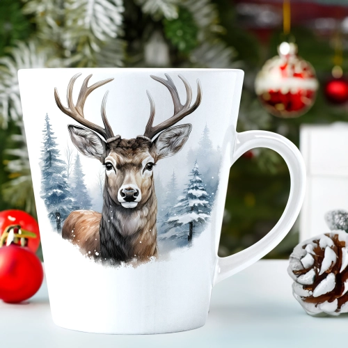 ŚWIĄTECZNY KUBEK LATTE 330ml PREZENT ŚWIĘTA ZIMOWY RENIFER JELEŃ MIKOŁAJ