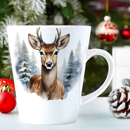 ŚWIĄTECZNY KUBEK LATTE 330ml PREZENT ŚWIĘTA ZIMOWY RENIFER JELEŃ MIKOŁAJ