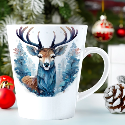 ŚWIĄTECZNY KUBEK LATTE 330ml PREZENT ŚWIĘTA ZIMOWY RENIFER JELEŃ MIKOŁAJ