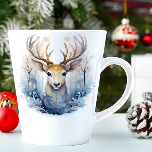 ŚWIĄTECZNY KUBEK LATTE 330ml PREZENT ŚWIĘTA ZIMOWY RENIFER JELEŃ MIKOŁAJ