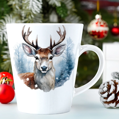 ŚWIĄTECZNY KUBEK LATTE 330ml PREZENT ŚWIĘTA ZIMOWY RENIFER JELEŃ MIKOŁAJ