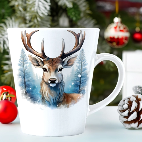 ŚWIĄTECZNY KUBEK LATTE 330ml PREZENT ŚWIĘTA ZIMOWY RENIFER JELEŃ MIKOŁAJ