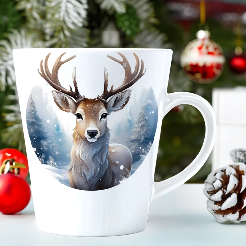 ŚWIĄTECZNY KUBEK LATTE 330ml PREZENT ŚWIĘTA ZIMOWY RENIFER JELEŃ MIKOŁAJ