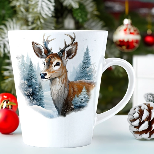 ŚWIĄTECZNY KUBEK LATTE 330ml PREZENT ŚWIĘTA ZIMOWY RENIFER JELEŃ MIKOŁAJ