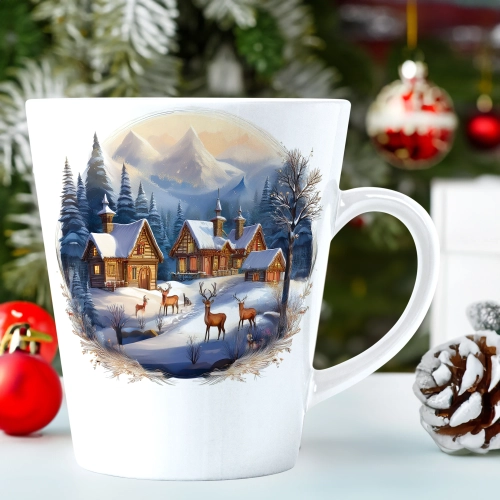 ŚWIĄTECZNY KUBEK LATTE 330ml PREZENT ŚWIĘTA ZIMOWY RENIFER JELEŃ MIKOŁAJ