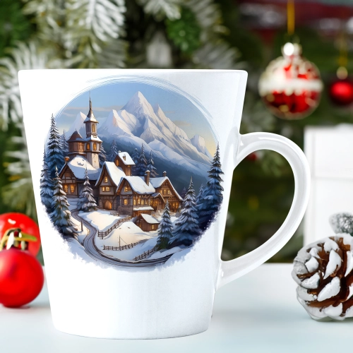 ŚWIĄTECZNY KUBEK LATTE 330ml PREZENT ŚWIĘTA ZIMOWY RENIFER JELEŃ MIKOŁAJ