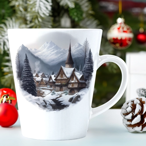 ŚWIĄTECZNY KUBEK LATTE 330ml PREZENT ŚWIĘTA ZIMOWY RENIFER JELEŃ MIKOŁAJ