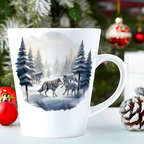 ŚWIĄTECZNY KUBEK LATTE 330ml PREZENT ŚWIĘTA ZIMOWY RENIFER JELEŃ MIKOŁAJ