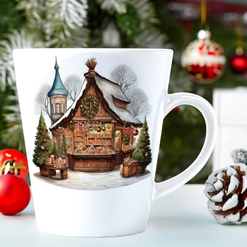 ŚWIĄTECZNY KUBEK LATTE 330ml PREZENT ŚWIĘTA ZIMOWY RENIFER JELEŃ MIKOŁAJ