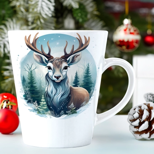 ŚWIĄTECZNY KUBEK LATTE 330ml PREZENT ŚWIĘTA ZIMOWY RENIFER JELEŃ MIKOŁAJ