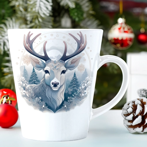 ŚWIĄTECZNY KUBEK LATTE 330ml PREZENT ŚWIĘTA ZIMOWY RENIFER JELEŃ MIKOŁAJ