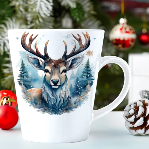 ŚWIĄTECZNY KUBEK LATTE 330ml PREZENT ŚWIĘTA ZIMOWY RENIFER JELEŃ MIKOŁAJ