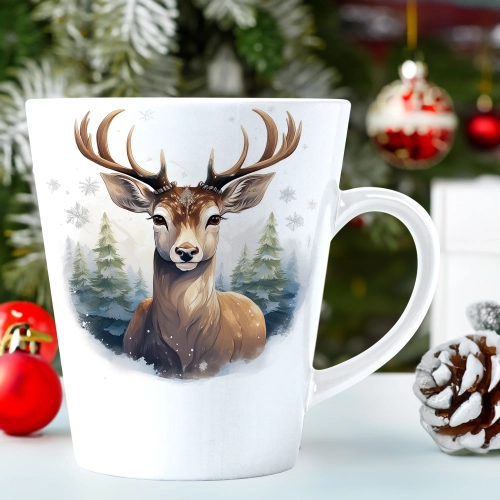 ŚWIĄTECZNY KUBEK LATTE 330ml PREZENT ŚWIĘTA ZIMOWY RENIFER JELEŃ MIKOŁAJ