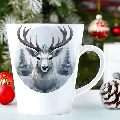 ŚWIĄTECZNY KUBEK LATTE 330ml PREZENT ŚWIĘTA ZIMOWY RENIFER JELEŃ MIKOŁAJ