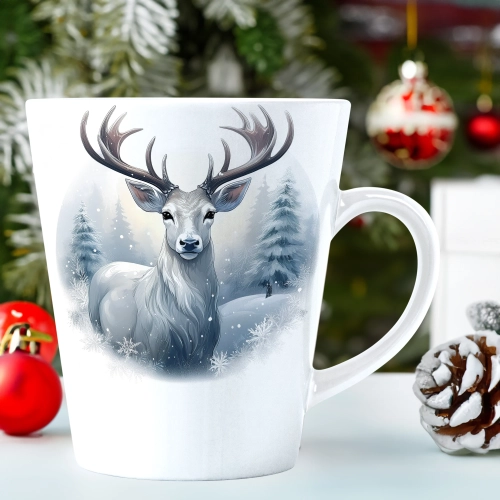ŚWIĄTECZNY KUBEK LATTE 330ml PREZENT ŚWIĘTA ZIMOWY RENIFER JELEŃ MIKOŁAJ