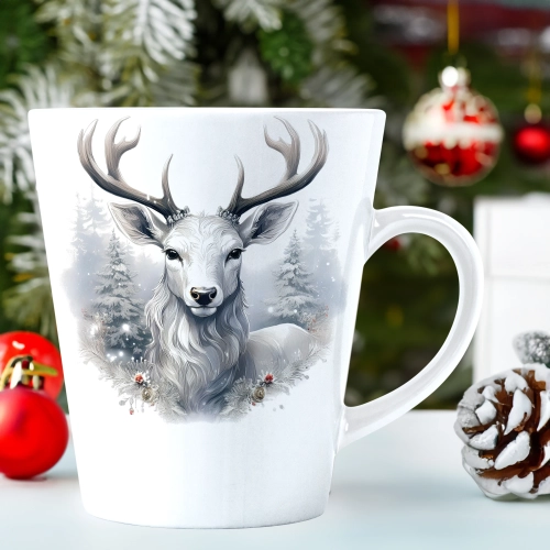 ŚWIĄTECZNY KUBEK LATTE 330ml PREZENT ŚWIĘTA ZIMOWY RENIFER JELEŃ MIKOŁAJ