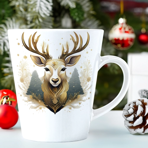 ŚWIĄTECZNY KUBEK LATTE 330ml PREZENT ŚWIĘTA ZIMOWY RENIFER JELEŃ MIKOŁAJ