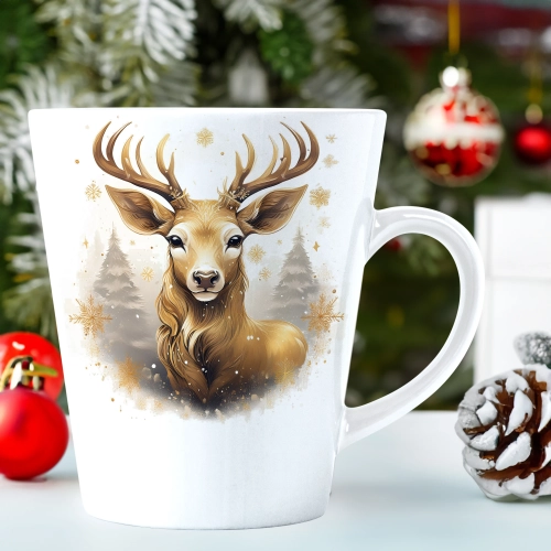 ŚWIĄTECZNY KUBEK LATTE 330ml PREZENT ŚWIĘTA ZIMOWY RENIFER JELEŃ MIKOŁAJ