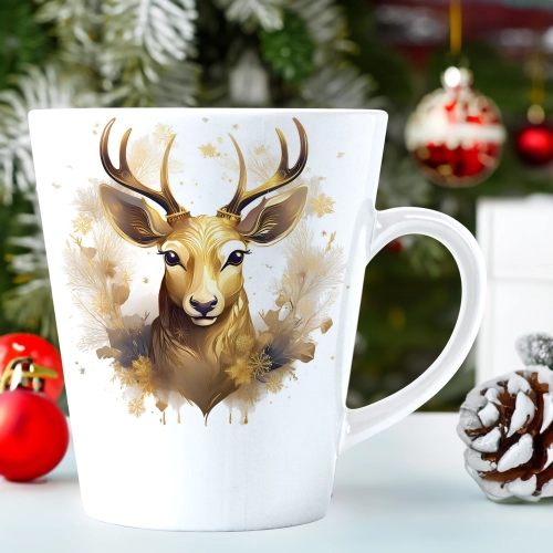 ŚWIĄTECZNY KUBEK LATTE 330ml PREZENT ŚWIĘTA ZIMOWY RENIFER JELEŃ MIKOŁAJ