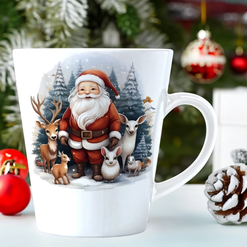 ŚWIĄTECZNY KUBEK LATTE 330ml PREZENT ŚWIĘTA ZIMOWY RENIFER JELEŃ MIKOŁAJ