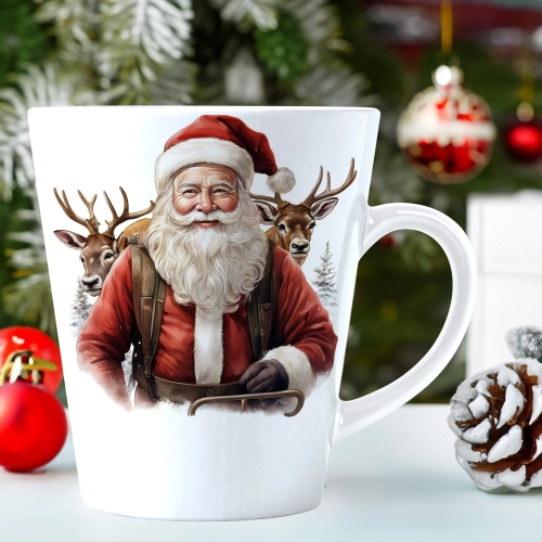 ŚWIĄTECZNY KUBEK LATTE 330ml PREZENT ŚWIĘTA ZIMOWY RENIFER JELEŃ MIKOŁAJ