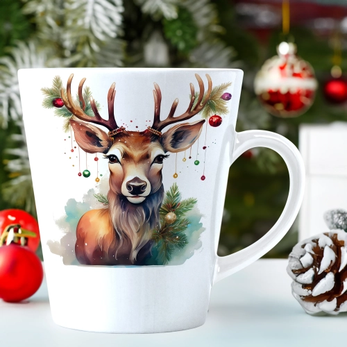 ŚWIĄTECZNY KUBEK LATTE 330ml PREZENT ŚWIĘTA ZIMOWY RENIFER JELEŃ MIKOŁAJ