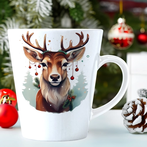 ŚWIĄTECZNY KUBEK LATTE 330ml PREZENT ŚWIĘTA ZIMOWY RENIFER JELEŃ MIKOŁAJ