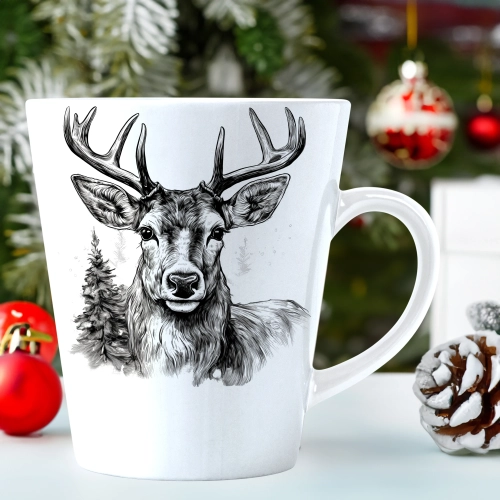 ŚWIĄTECZNY KUBEK LATTE 330ml PREZENT ŚWIĘTA ZIMOWY RENIFER JELEŃ MIKOŁAJ