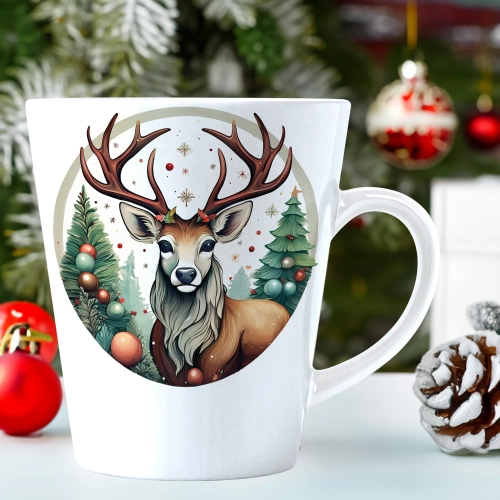 ŚWIĄTECZNY KUBEK LATTE 330ml PREZENT ŚWIĘTA ZIMOWY RENIFER JELEŃ MIKOŁAJ