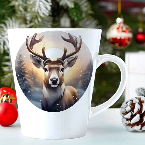 ŚWIĄTECZNY KUBEK LATTE 330ml PREZENT ŚWIĘTA ZIMOWY RENIFER JELEŃ MIKOŁAJ