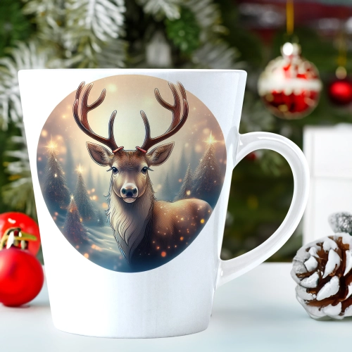 ŚWIĄTECZNY KUBEK LATTE 330ml PREZENT ŚWIĘTA ZIMOWY RENIFER JELEŃ MIKOŁAJ