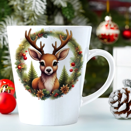 ŚWIĄTECZNY KUBEK LATTE 330ml PREZENT ŚWIĘTA ZIMOWY RENIFER JELEŃ MIKOŁAJ