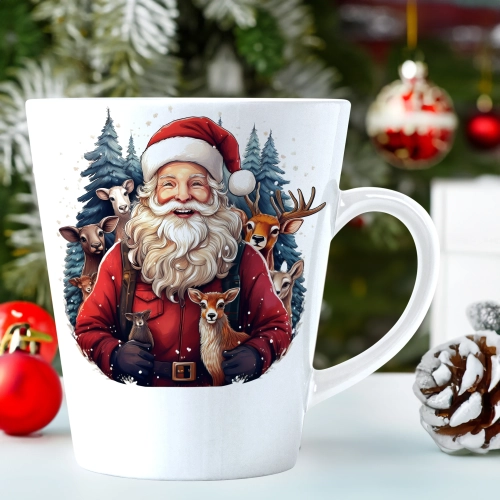 ŚWIĄTECZNY KUBEK LATTE 330ml PREZENT ŚWIĘTA ZIMOWY RENIFER JELEŃ MIKOŁAJ