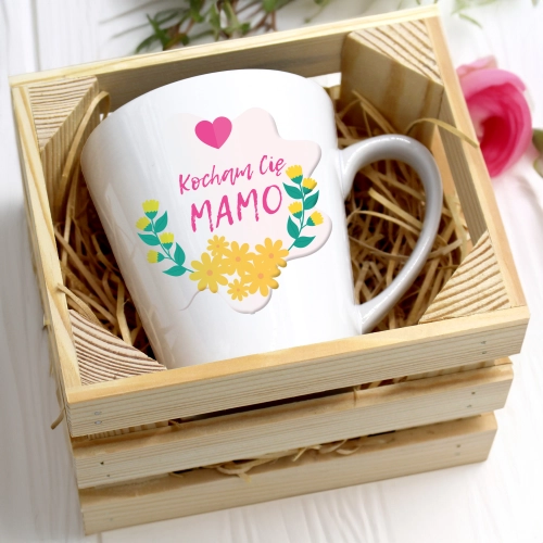 KUBEK LATTE 330ml W SKRZYNCE DLA MAMY PREZENT DZIEŃ MATKI MAMA MAMUSIA