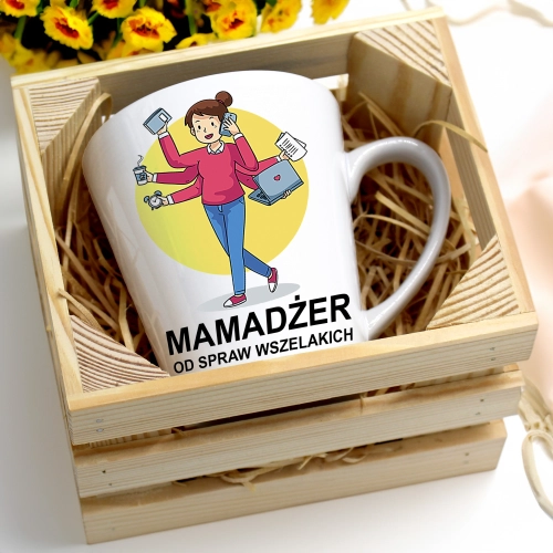 KUBEK LATTE 330ml W SKRZYNCE DLA MAMY PREZENT DZIEŃ MATKI MAMA MAMUSIA