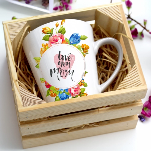 KUBEK LATTE 330ml W SKRZYNCE DLA MAMY PREZENT DZIEŃ MATKI MAMA MAMUSIA