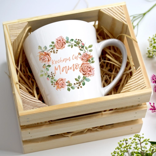KUBEK LATTE 330ml W SKRZYNCE DLA MAMY PREZENT DZIEŃ MATKI MAMA MAMUSIA