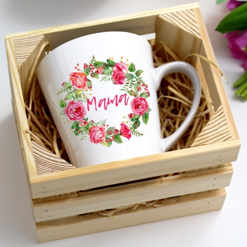 KUBEK LATTE 330ml W SKRZYNCE DLA MAMY PREZENT DZIEŃ MATKI MAMA MAMUSIA