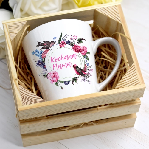 KUBEK LATTE 330ml W SKRZYNCE DLA MAMY PREZENT DZIEŃ MATKI MAMA MAMUSIA
