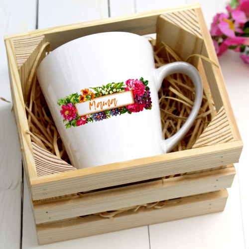 KUBEK LATTE 330ml W SKRZYNCE DLA MAMY PREZENT DZIEŃ MATKI MAMA MAMUSIA