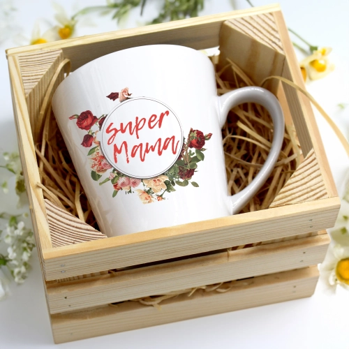KUBEK LATTE 330ml W SKRZYNCE DLA MAMY PREZENT DZIEŃ MATKI MAMA MAMUSIA