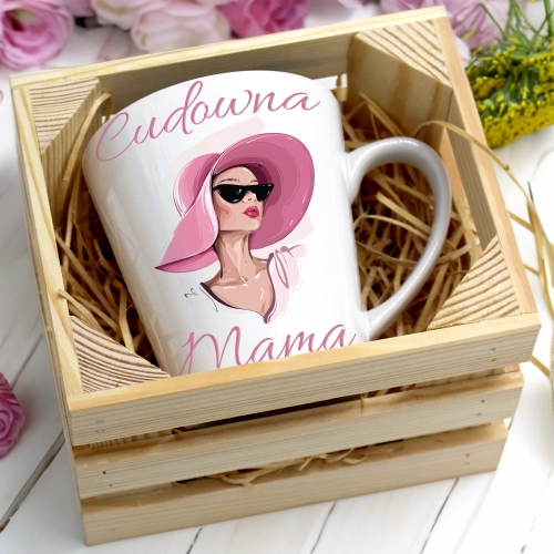 KUBEK LATTE 330ml W SKRZYNCE DLA MAMY PREZENT DZIEŃ MATKI MAMA MAMUSIA