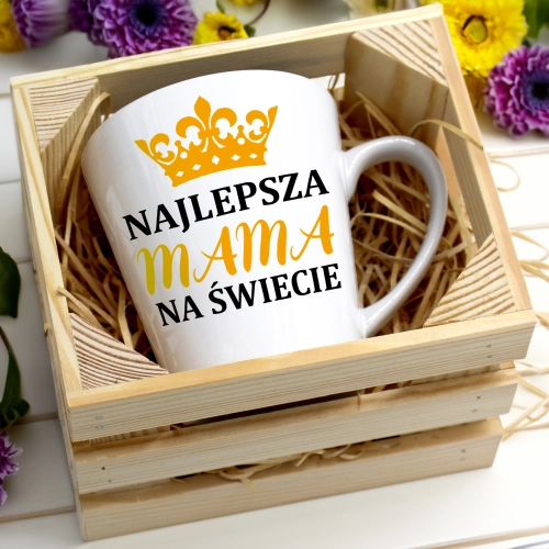 KUBEK LATTE 330ml W SKRZYNCE DLA MAMY PREZENT DZIEŃ MATKI MAMA MAMUSIA