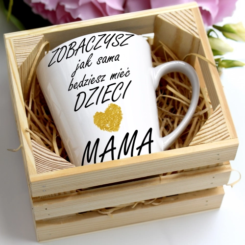 KUBEK LATTE 330ml W SKRZYNCE DLA MAMY PREZENT DZIEŃ MATKI MAMA MAMUSIA