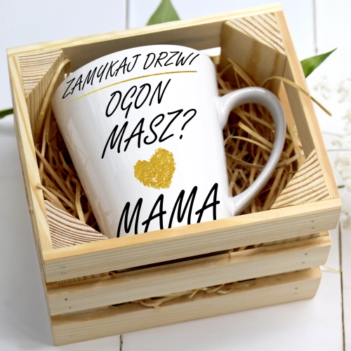 KUBEK LATTE 330ml W SKRZYNCE DLA MAMY PREZENT DZIEŃ MATKI MAMA MAMUSIA